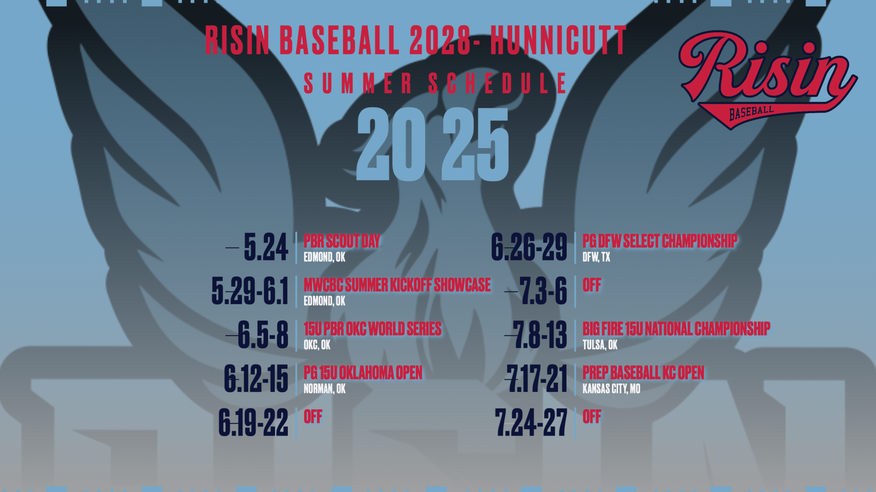 2025 Summer Schedule Hunnicutt 2028 Class 6568957